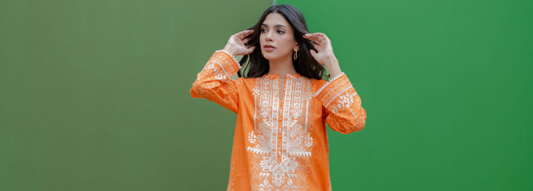 2 Piece Orange Karandi Dress